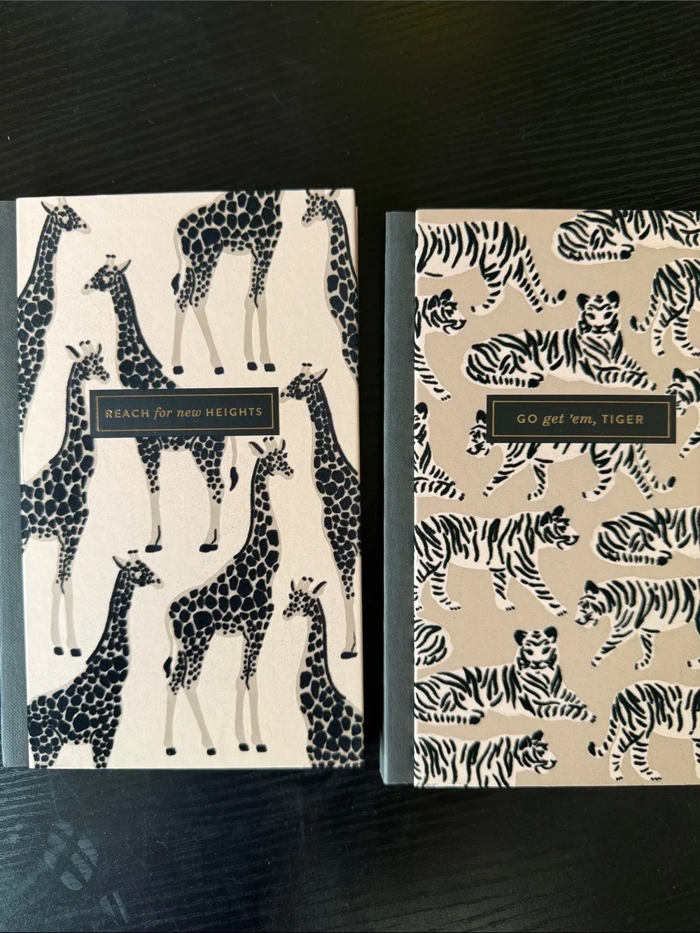 Giraffe or Lion Print Notebooks - Cream and Black-Your choice of 1.